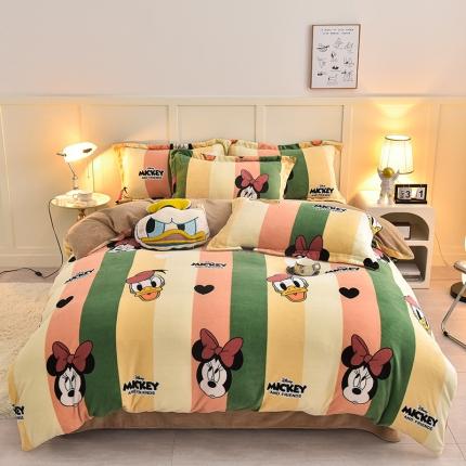 91家纺网 家纺一手货源 找家纺 简一 2024新款牛奶绒四件套 俏皮米妮