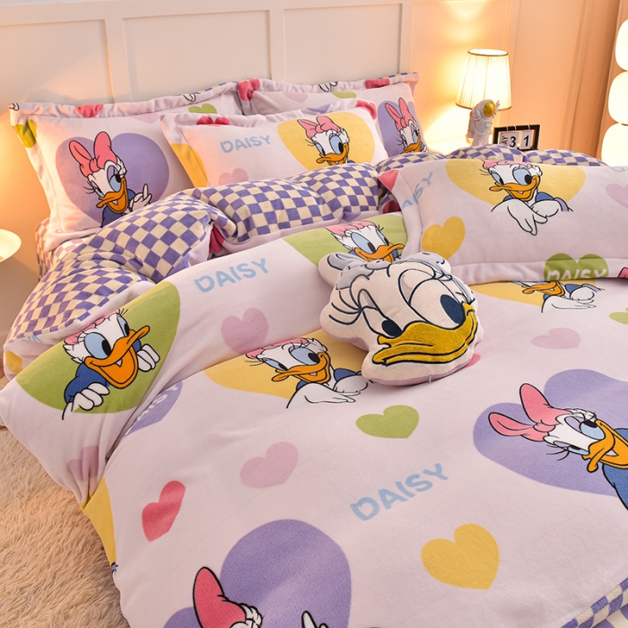 91家纺网 家纺一手货源 找家纺 简一 2024新款牛奶绒四件套 黛西公主