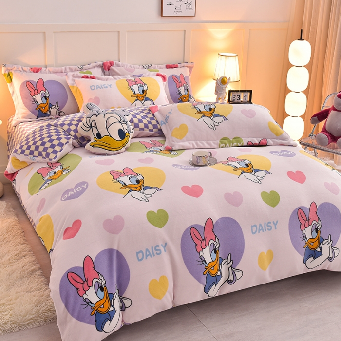 91家纺网 家纺一手货源 找家纺 简一 2024新款牛奶绒四件套 黛西公主