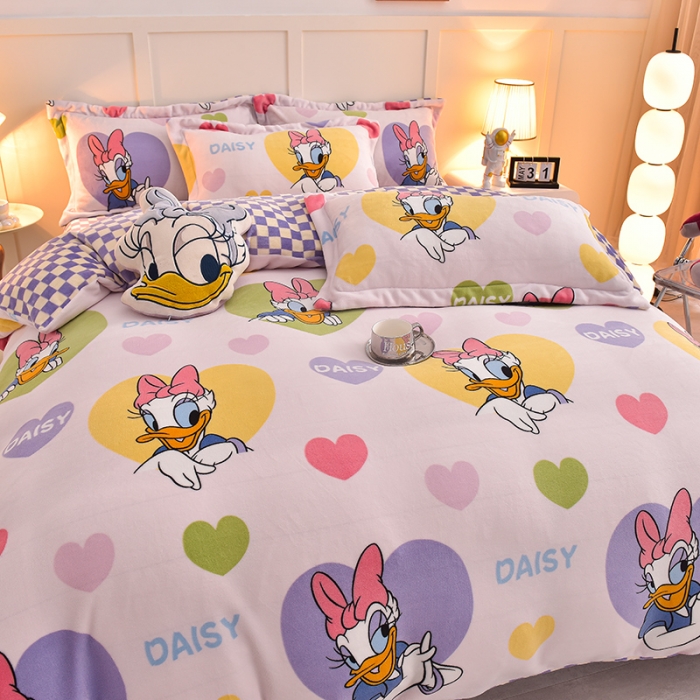 91家纺网 家纺一手货源 找家纺 简一 2024新款牛奶绒四件套 黛西公主