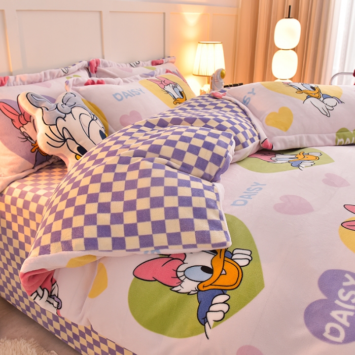 91家纺网 家纺一手货源 找家纺 简一 2024新款牛奶绒四件套 黛西公主