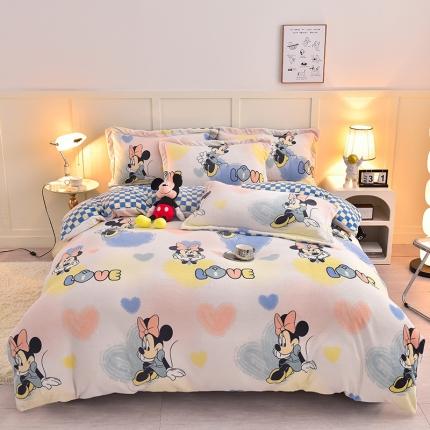 简一 2024新款牛奶绒四件套 恋爱米妮