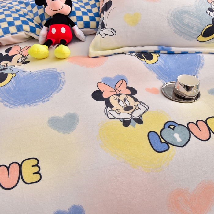 91家纺网 家纺一手货源 找家纺 简一 2024新款牛奶绒四件套 恋爱米妮