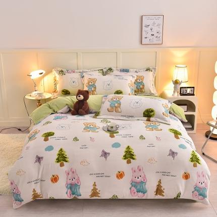 简一 2024新款牛奶绒四件套 梦幻森林