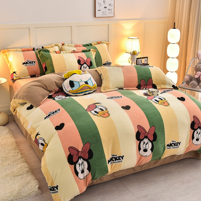 91家纺网 家纺一手货源 找家纺 简一 2024新款牛奶绒四件套 俏皮米妮