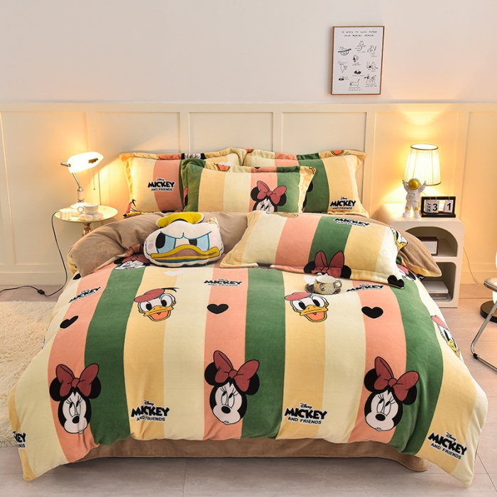 91家纺网 家纺一手货源 找家纺 简一 2024新款牛奶绒四件套 俏皮米妮