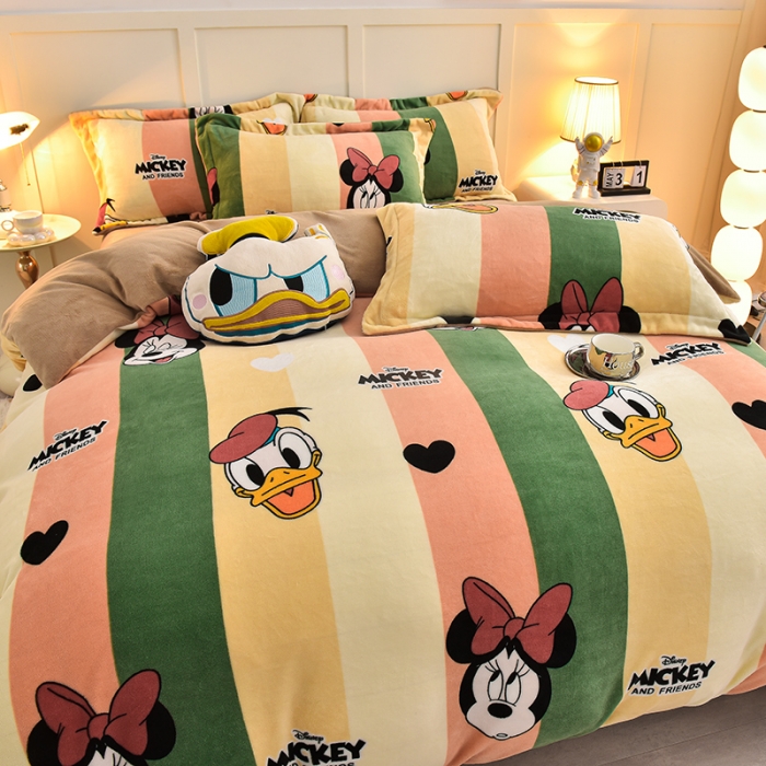 91家纺网 家纺一手货源 找家纺 简一 2024新款牛奶绒四件套 俏皮米妮