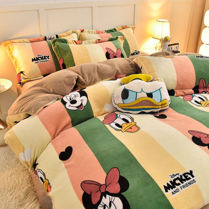 91家纺网 家纺一手货源 找家纺 简一 2024新款牛奶绒四件套 俏皮米妮