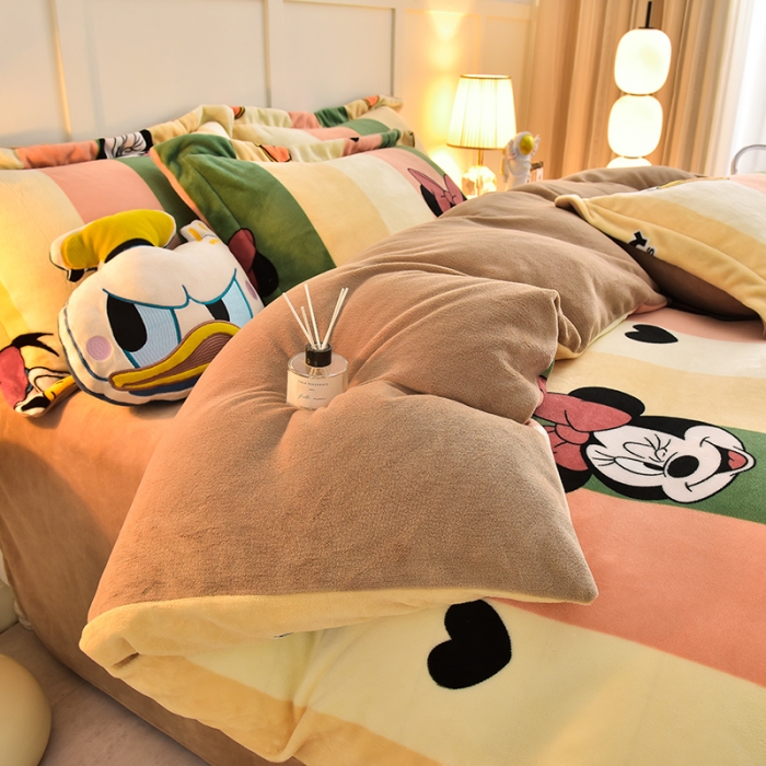 91家纺网 家纺一手货源 找家纺 简一 2024新款牛奶绒四件套 俏皮米妮