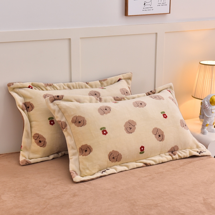 91家纺网 家纺一手货源 找家纺 简一 2024新款牛奶绒四件套 小泰迪