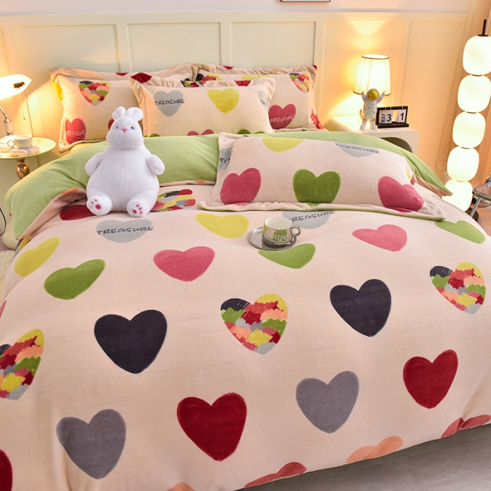 91家纺网 家纺一手货源 找家纺 简一 2024新款牛奶绒四件套 小甜心