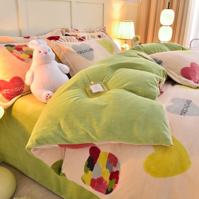 91家纺网 家纺一手货源 找家纺 简一 2024新款牛奶绒四件套 小甜心