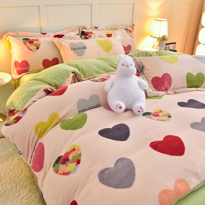 91家纺网 家纺一手货源 找家纺 简一 2024新款牛奶绒四件套 小甜心