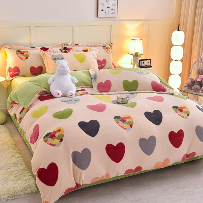 91家纺网 家纺一手货源 找家纺 简一 2024新款牛奶绒四件套 小甜心