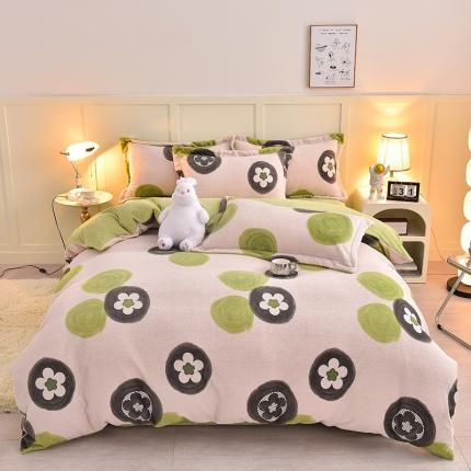 简一 2024新款牛奶绒四件套 幸运扣