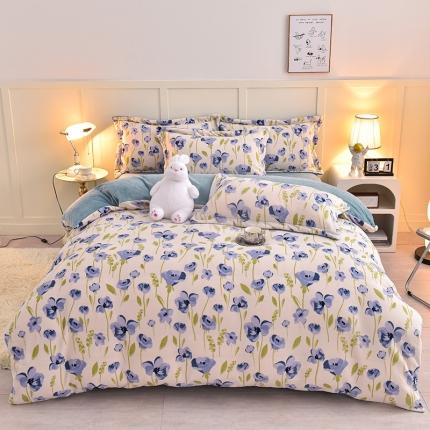 简一 2024新款牛奶绒四件套 伊甸园紫