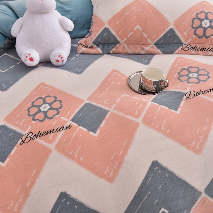 91家纺网 家纺一手货源 找家纺 简一 2024新款牛奶绒四件套 印象派