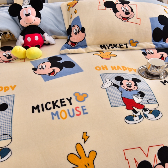 91家纺网 家纺一手货源 找家纺 简一 2024新款牛奶绒四件套 自信米奇