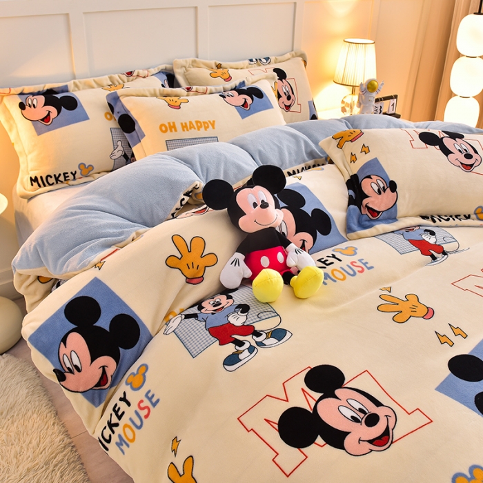 91家纺网 家纺一手货源 找家纺 简一 2024新款牛奶绒四件套 自信米奇