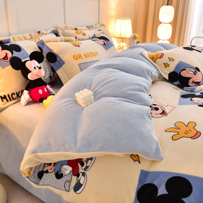 91家纺网 家纺一手货源 找家纺 简一 2024新款牛奶绒四件套 自信米奇