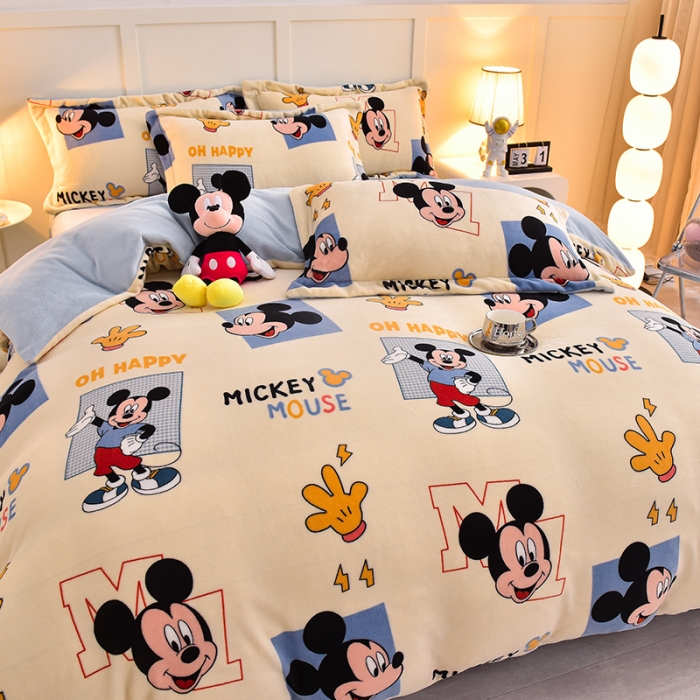 91家纺网 家纺一手货源 找家纺 简一 2024新款牛奶绒四件套 自信米奇