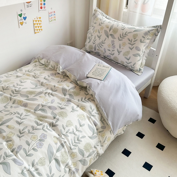 91家纺网 家纺一手货源 找家纺 金鑫汇 2023新款全棉宿舍印花三件套 诗情画意