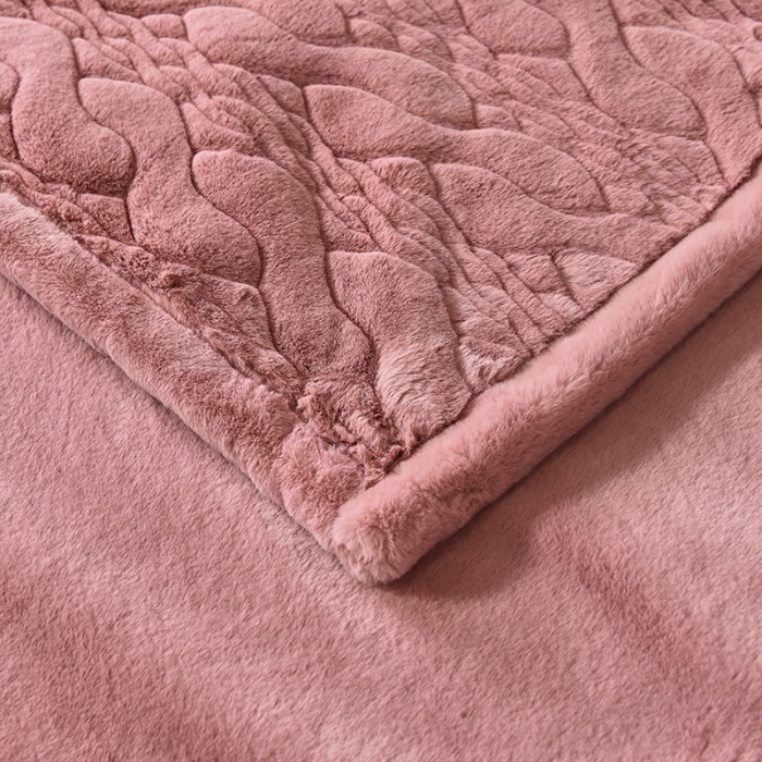 91家纺网 家纺一手货源 找家纺 尚品绵羊 2025新款裘皮毛毯 海棠粉