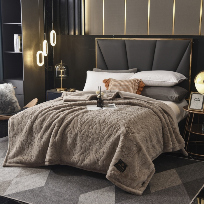 91家纺网 家纺一手货源 找家纺 尚品绵羊 2025新款裘皮毛毯 轻奢驼