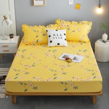 91家纺网 家纺一手货源 找家纺 情煊 2023新款全棉夹棉纯色印花床笠款(可定制尺寸) 静沐花开