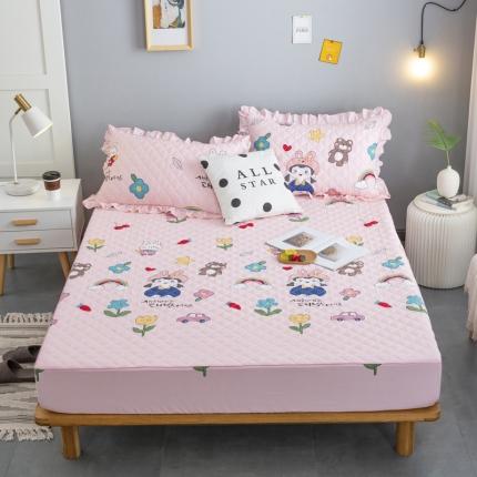 91家纺网 家纺一手货源 找家纺 情煊 2023新款全棉夹棉纯色印花床笠款(可定制尺寸) 摩登女孩