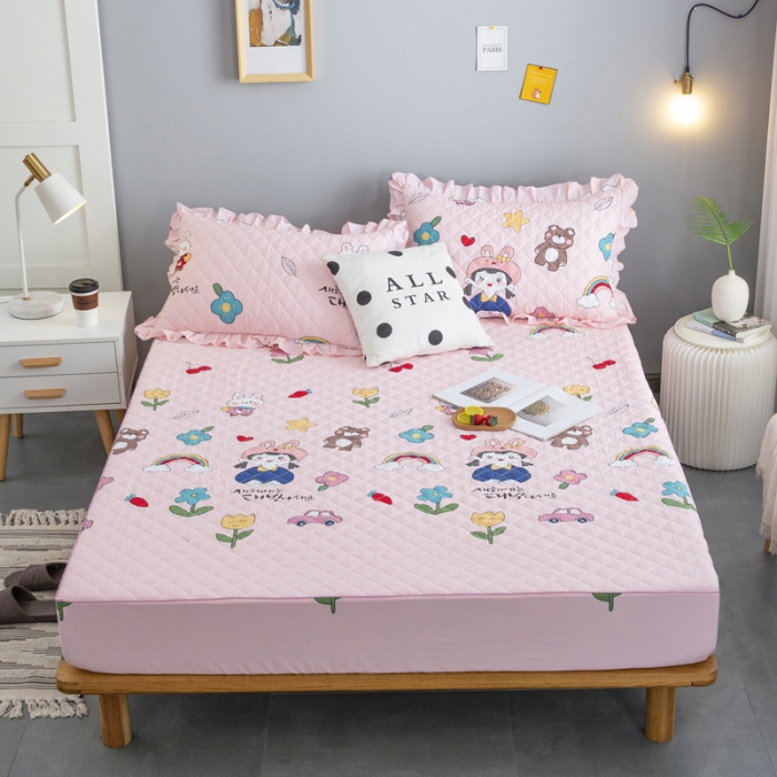 91家纺网 家纺一手货源 找家纺 情煊 2023新款全棉夹棉纯色印花床笠款(可定制尺寸) 摩登女孩