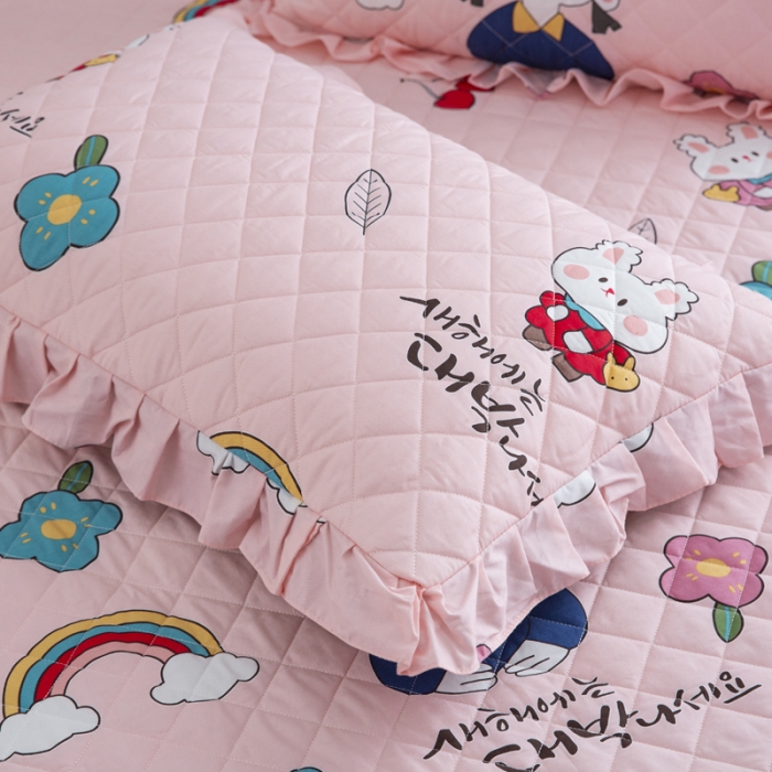 91家纺网 家纺一手货源 找家纺 情煊 2023新款全棉夹棉纯色印花床笠款(可定制尺寸) 摩登女孩