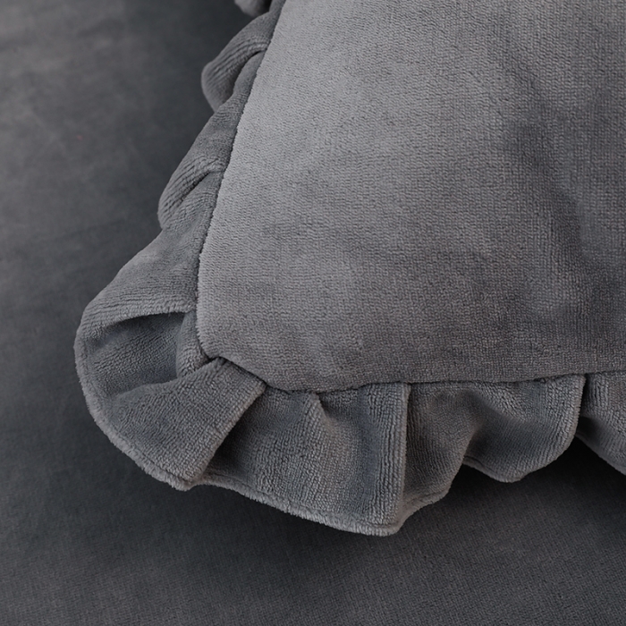 91家纺网 家纺一手货源 找家纺 绣女坊 2024新款韩版花边绣花牛奶绒四件套 灰色