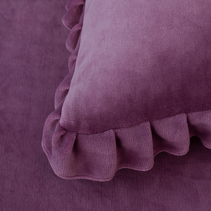 91家纺网 家纺一手货源 找家纺 绣女坊 2024新款韩版花边绣花牛奶绒四件套 紫色