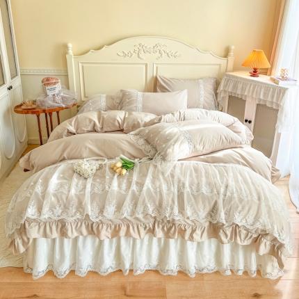 91家纺网 家纺一手货源 找家纺 （总）乐朵家居 2025春夏 伊莲娜 40水洗全棉 法式床裙四件套(床单款控价 288)