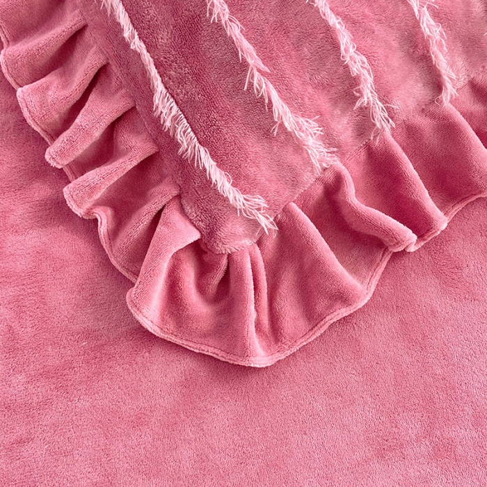 91家纺网 家纺一手货源 找家纺 绒世界 2024新款高端牛奶绒提花四件套 豆沙红