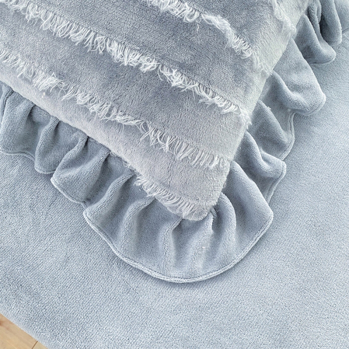 91家纺网 家纺一手货源 找家纺 绒世界 2024新款高端牛奶绒提花四件套 摩登灰