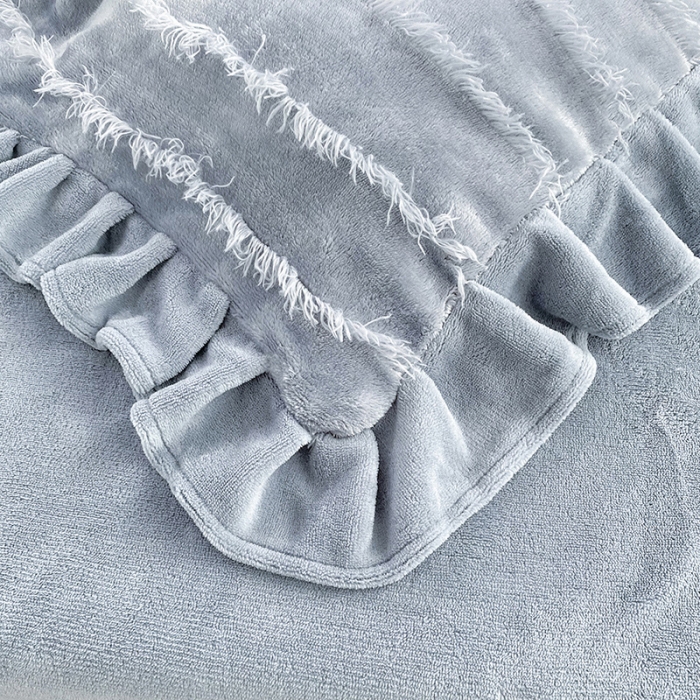 91家纺网 家纺一手货源 找家纺 欧冠 2023新款高端牛奶绒提花四件套 摩登灰