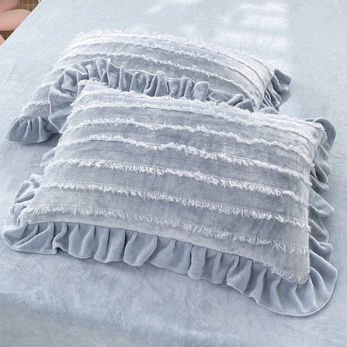 91家纺网 家纺一手货源 找家纺 欧冠 2023新款高端牛奶绒提花四件套 摩登灰