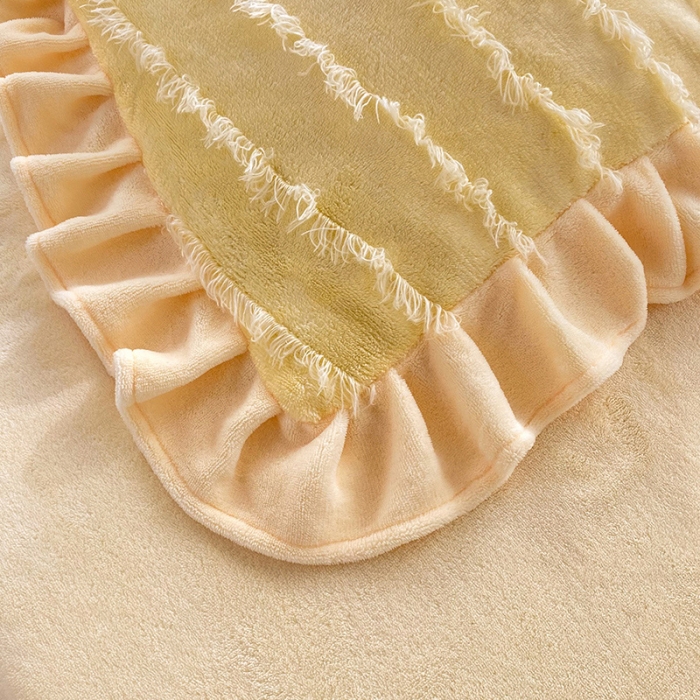 91家纺网 家纺一手货源 找家纺 欧冠 2023新款高端牛奶绒提花四件套 柠檬黄