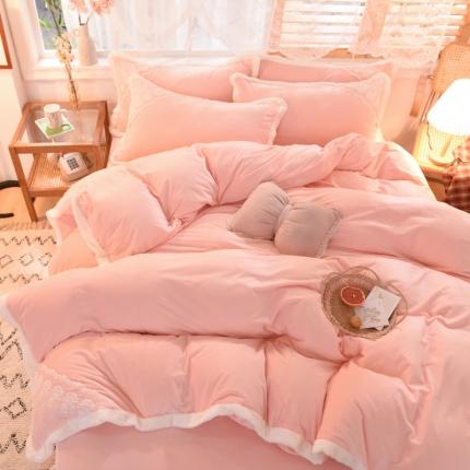 91家纺网 家纺一手货源 找家纺 （总）丝印良品 2023新款韩版公主牛奶绒四件套