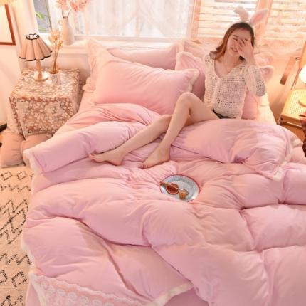 91家纺网 家纺一手货源 找家纺 （总）绒世界 2024新款韩版公主牛奶绒四件套