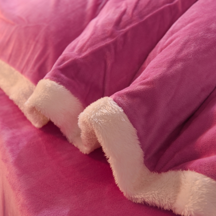 91家纺网 家纺一手货源 找家纺 绒世界 2024新款韩版公主牛奶绒四件套 姹紫
