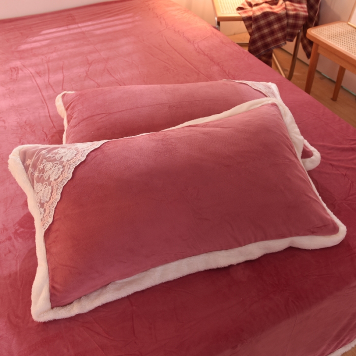 91家纺网 家纺一手货源 找家纺 欧冠 2023新款韩版公主牛奶绒四件套 豆沙