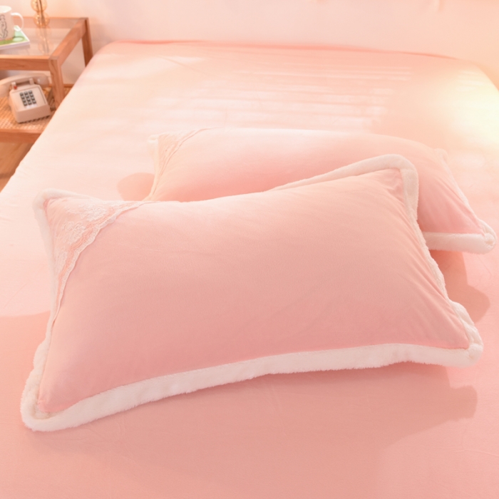 91家纺网 家纺一手货源 找家纺 欧冠 2023新款韩版公主牛奶绒四件套 粉玉