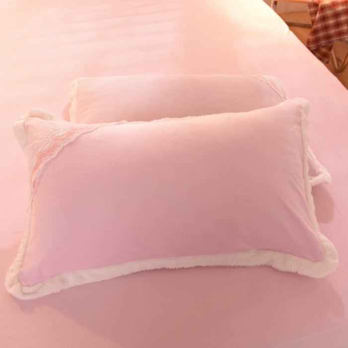 91家纺网 家纺一手货源 找家纺 欧冠 2023新款韩版公主牛奶绒四件套 浅粉