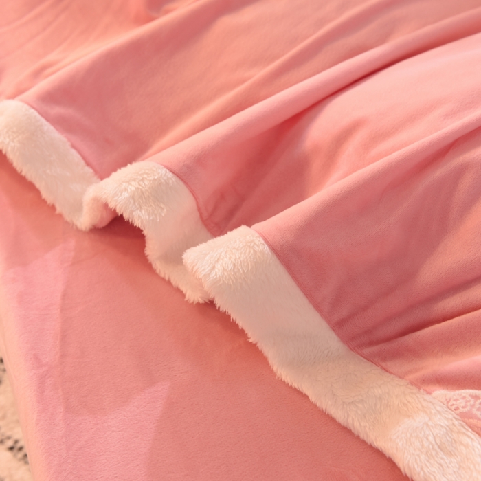 91家纺网 家纺一手货源 找家纺 绒世界 2024新款韩版公主牛奶绒四件套 深粉