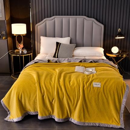 91家纺网 家纺一手货源 找家纺 小牛 2023新款超柔雕花牛奶绒毛毯系列（被套毯） 小三角牛奶绒（姜黄）