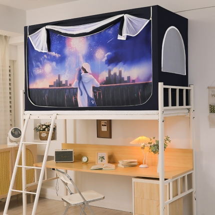 91家纺网 家纺一手货源 找家纺 迪凡保罗蚊帐C15四开门数码印花强遮光上下铺学生蚊帐