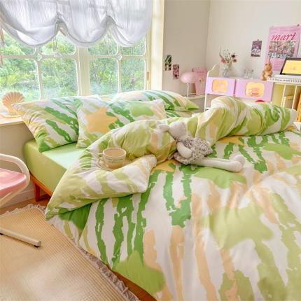 91家纺网 家纺一手货源 找家纺 花伞 2023直播新款40支高密全棉纯棉小清新单品被套-郁金香盛开